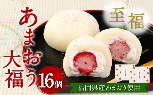 【福岡県産あまおう使用】至福 あまおう大福 合計800g （50g×8個×2セット）化粧箱入