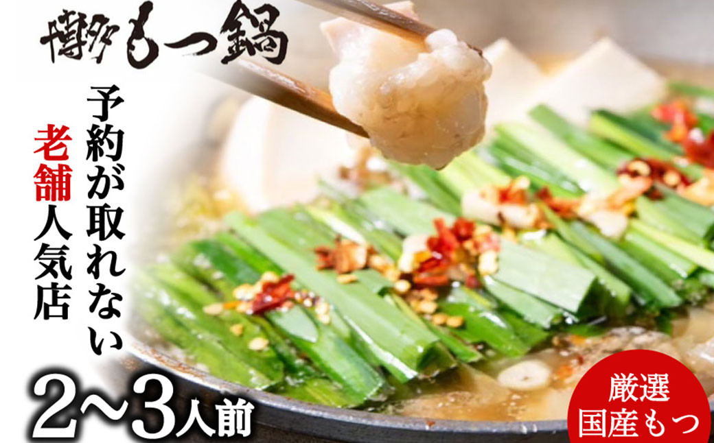 【老舗人気店】博多本格もつ鍋セット 2～3人前 モツ モツ鍋 冷凍 国産 鍋