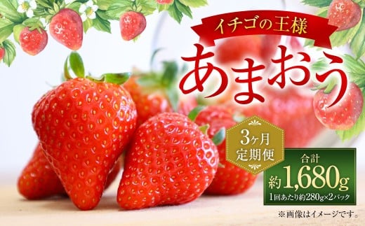 【3ヶ月定期便】【いちごの定期便】福岡県産 あまおう 約280g×2パック 合計1680g 【2026年2月上旬～4月上旬発送予定】イチゴ いちご あまおう ビタミンC 果物 福岡県 太宰府市