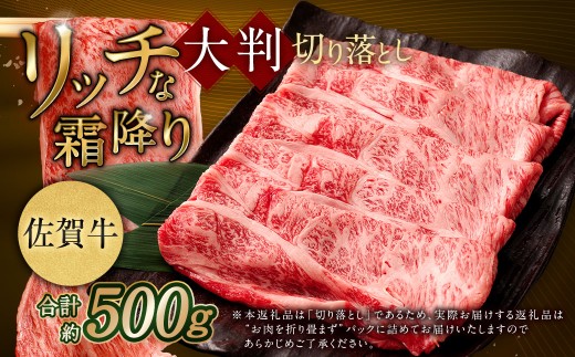 [2025年9月初登場] 佐賀牛 リッチな霜降り 大判 切り落とし 500g / 黒毛和牛 黒毛和種 和牛 牛肉 お肉 肉 霜降り 九州 福岡県 太宰府市 冷凍