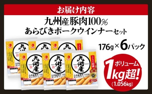 ボリューム1.056kg！九州産豚肉100％あらびきポークウインナーセット