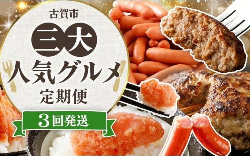 【3回発送】古賀市三大人気グルメ定期便