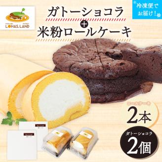 ガトーショコラ+米粉ロールケーキ(各2セット) 江口製菓(株)