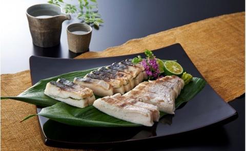『押し蒲』特製セット　炙りさば3本＆天然真鯛2本入り　◆筑前蒲鉾本舗[F4291]