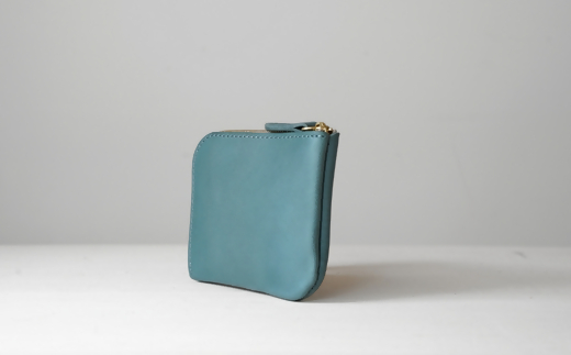 ヌメ革のミニジップウォレット　ブルーグリーン【affordance】[F4570]