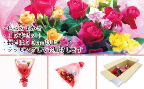 大切な人へのギフト、贈り物に！バラの花束ミックス15本[F2282]