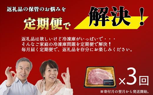 【お肉定期便】博多和牛サーロインステーキ3回定期便（500g×3回）計1.5kg[G0128T3]