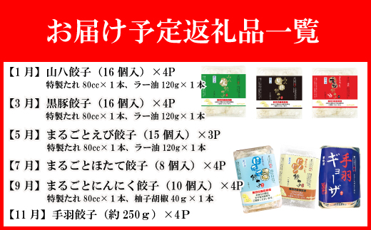 ぎょうざの山八★餃子定期便（年6回奇数月）【随時開始】[F7003]