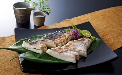 『押し蒲』特製セット　炙りさば3本＆天然真鯛2本入り　◆筑前蒲鉾本舗[F4291]