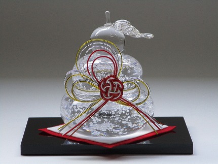 マルティグラスガラス置物　きらりもち[F4504]