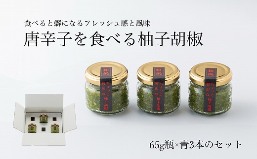柚子胡椒65g瓶×青3本入り【創業40年の和食店が提供する】こだわり抜いた柚子胡椒[G4532]