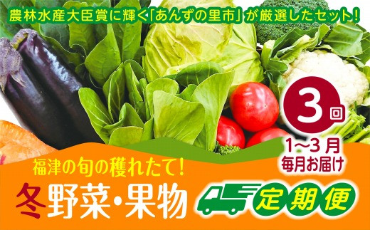 【3ヶ月定期便】穫れたて!冬野菜・果物定期便（1～3月）★あんずの里[G7005]