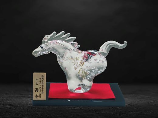 玻璃の干支シリーズ　開運干支　丙午　【001A】[G4657]