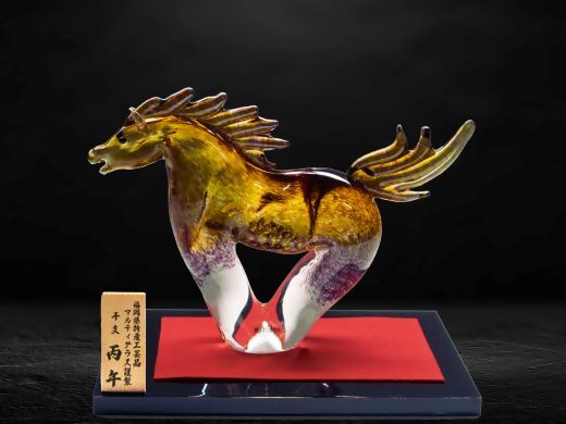 玻璃の干支シリーズ　開運干支　丙午　【002X】[G4660]