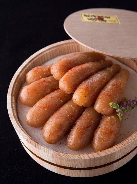 「食品添加物不使用」極み無着色明太子　檜樽入り(600g)　海千[F4241]