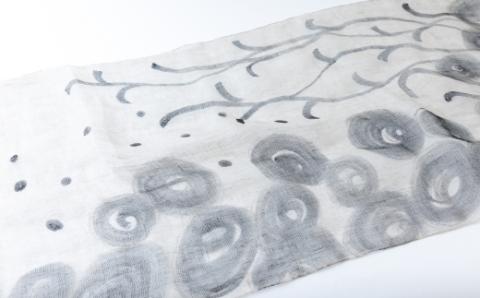 陶・染 きとゆ工房 手描き染めリネンスカーフ ／ スカーフ 手描き染め リネン うきは市