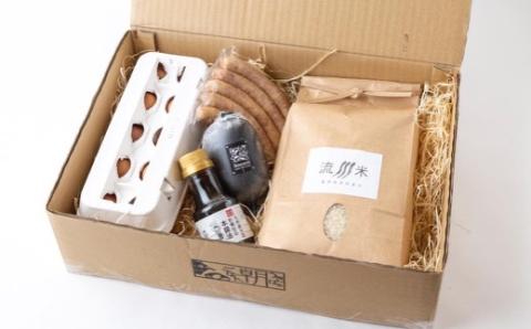 うきはの朝ごはん Cセット （米2kg・卵10個・醤油150ml・ハム／ソーセージ5本・筒型ソーセージ） 米 こめ コメ お米 流川米 ヒノヒカリ 卵 平飼有精卵 平飼いたまご 醤油 しょう油 本醤油 ハム ソーセージ プレーン ガーリック 朝ごはん 朝ご飯 朝食 卵かけご飯 目玉焼き 卵焼き セット 詰め合わせ 詰合せ お取り寄せ 福岡県 うきは市