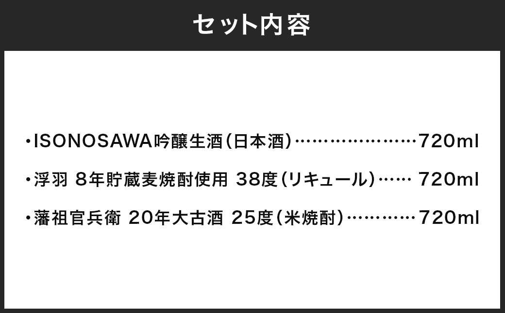 いそのさわ ふるさと納税 特別セット (日本酒・リキュール・米焼酎 各720ml) 計3本 焼酎 お酒 酒 アルコール セット 贈答用 プレゼント 贈り物 福岡県 うきは市