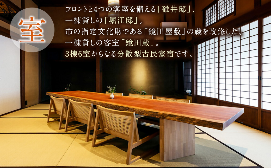 【ご宿泊割引券】分散型古民家宿『みなも』宿泊ギフト券 (20,000円分)