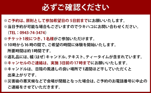 櫨 （ はぜ ） キャンドルづくりチケット 1枚 チケット 体験 体験チケット キャンドルづくり キャンドル ロウソク ろうそく 櫨蝋 手づくり ハンドメイド