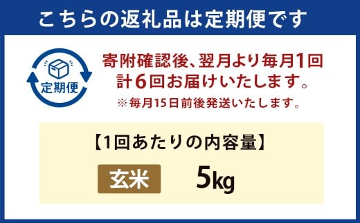 【6か月定期便】 玄米 野上米 5㎏×6回 計30kg