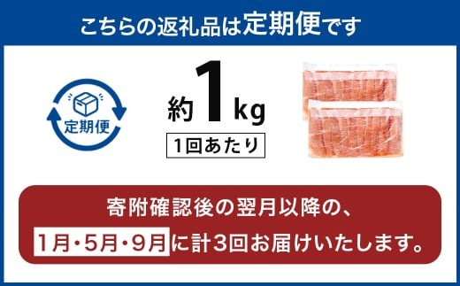 【4ヶ月毎3回定期便（1・5・9月発送）】【訳あり】やまや 熟成無着色辛子明太子 切子1kg 計3kg 明太子 めんたいこ 熟成 無着色 魚卵 海の幸 冷凍 定期便