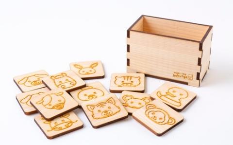 薪ストーブ＆木工 木ん家 木製 神経衰弱「干支」(12種×24枚入り) 手作り おもちゃ 玩具 木 ヒノキ カードゲーム ゲーム 知育玩具 十二支 動物 どうぶつ アニマル 九州 福岡県 福岡 ふくおか うきは市