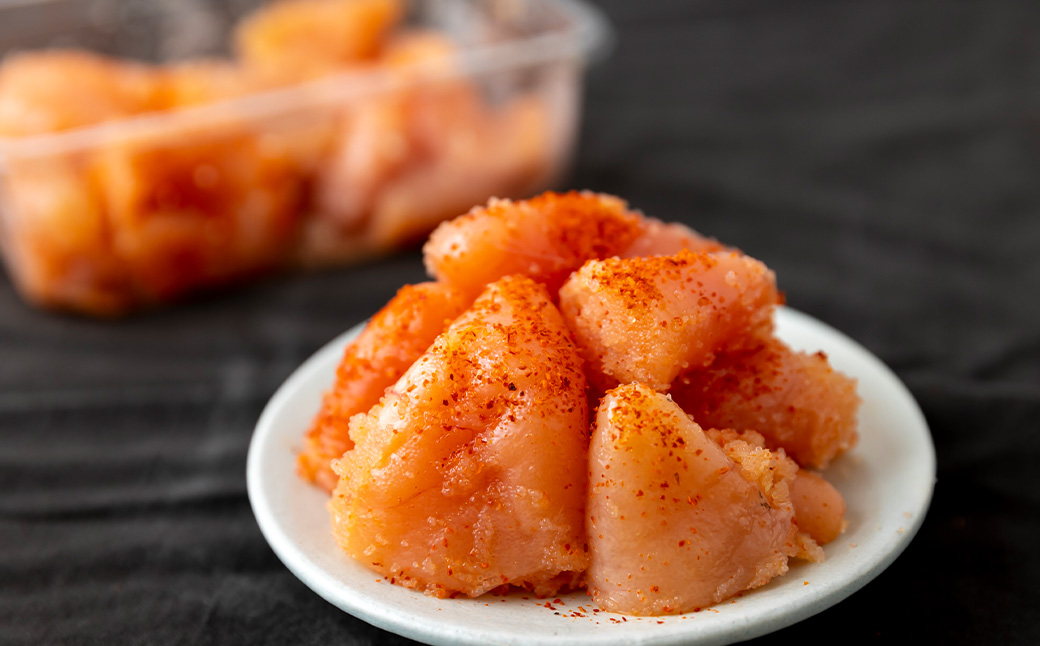 【辛子明太子】福岡の味 美美粒「無着色」上製切子 1kg (500g×2)