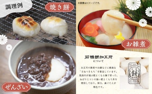 石橋餅加工所 杵つきもち 計1800g 900g×2袋 餅 おもち 肥よくもち米 もち米 きねつきもち 冷凍 送料無料 福岡県 うきは市