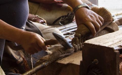 キ乃シタ 本棕櫚箒 暖だん （全長約60cm） ／ 箒 ほうき 棕櫚箒 ホンシュロホーキ うきは市