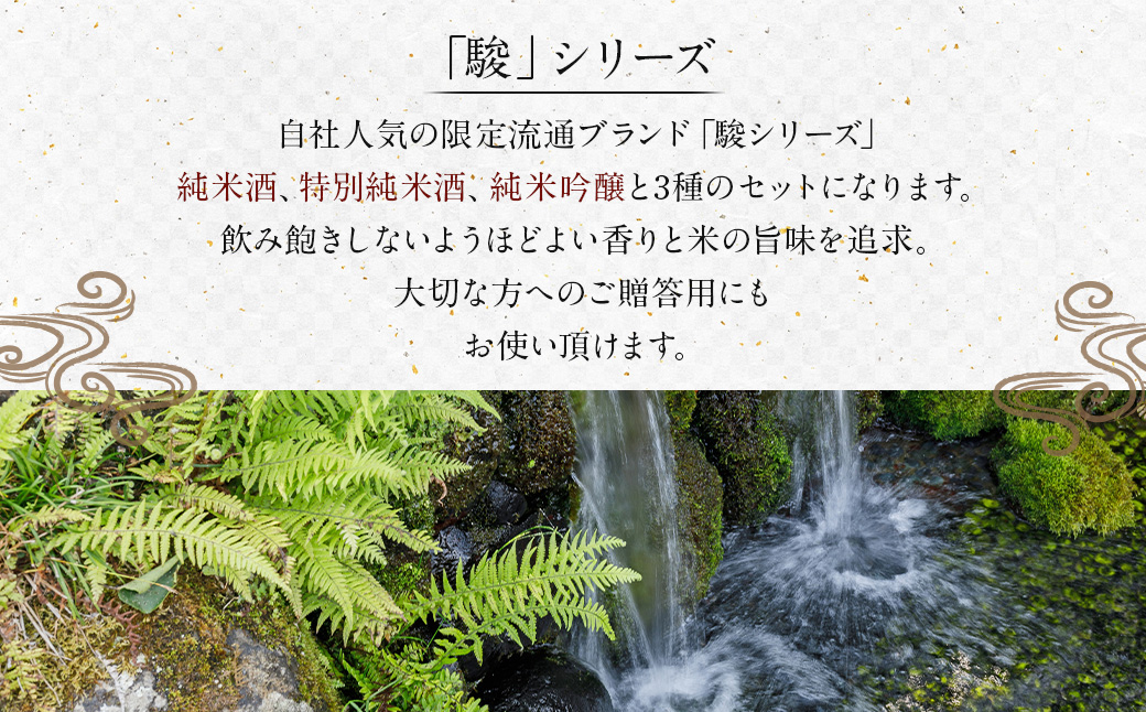 いそのさわ “駿” ?み比べセット (純米酒・特別純米酒・純米吟醸 各720ml) 3種類 日本酒 お酒 酒 アルコール セット 詰め合わせ 贈答用 プレゼント 贈り物 福岡県 うきは市