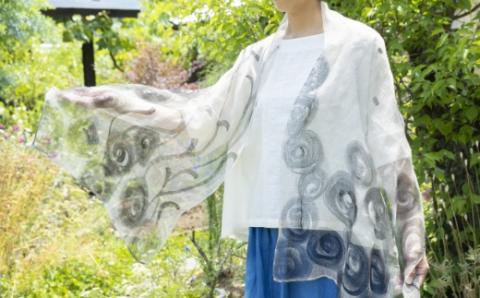 陶・染 きとゆ工房 手描き染めリネンスカーフ ／ スカーフ 手描き染め リネン うきは市