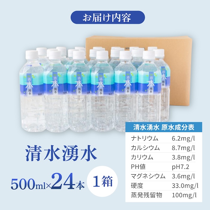 【赤ちゃんも安心して飲める】清水湧水 軟水 500ml 計24本 非加熱殺菌 ミネラルウォーター【株式会社清水】天然水の風味を損なわないよう非加熱殺菌 天然水 水 軟水 ペットボトル 500 500ml