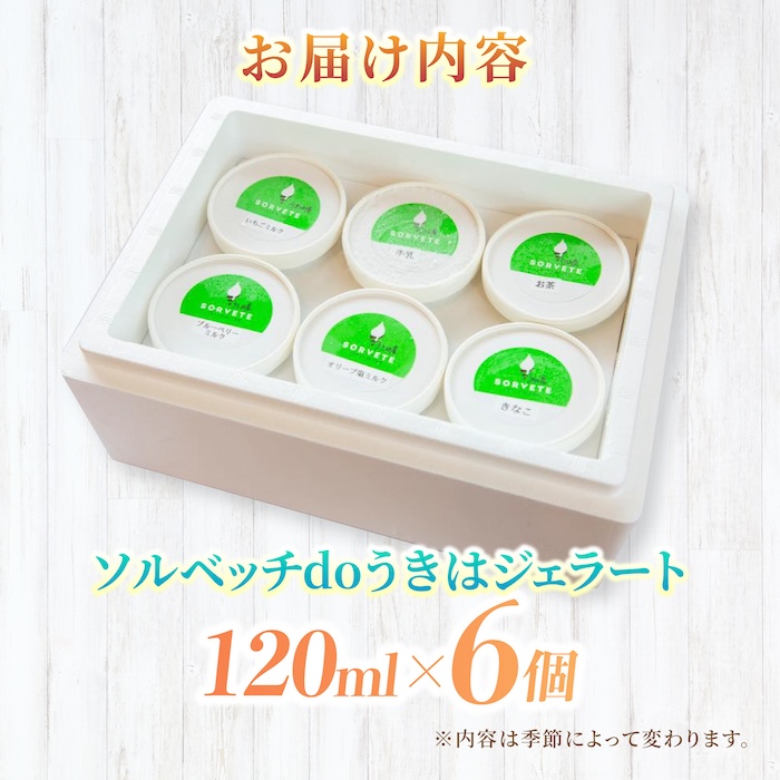【果樹園が作る】素材の味を楽しめる 旬のジェラート 120ml×6個セット【ソルベッチdoうきは】着色料不使用 ノンホモ牛乳使用 ジェラート アイス 旬 スイーツ 詰め合わせ セット シャーベット ミルク フルーツ デザート