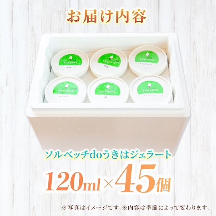 【果樹園が作る】素材の味を楽しめる 旬のジェラート 120ml×45個セット【ソルベッチdoうきは】着色料不使用 ノンホモ牛乳使用 ジェラート アイス 旬 スイーツ 詰め合わせ セット シャーベット ミルク フルーツ デザート
