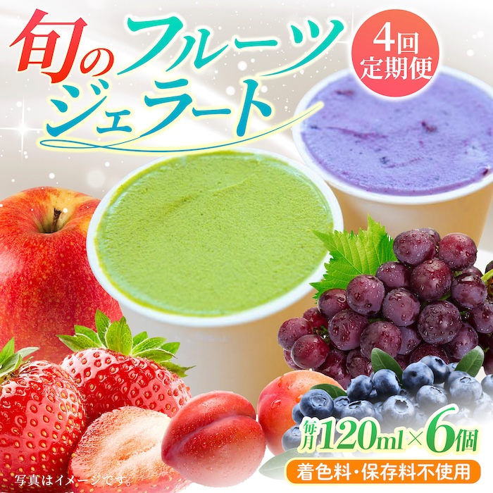 【年4回定期便】ソルベッチdoうきは ジェラート120ml×6個セット【ソルベッチdoうきは】着色料不使用 ノンホモ牛乳使用 ジェラート アイス 旬 スイーツ 詰め合わせ セット シャーベット ミルク フルーツ デザート 定期便