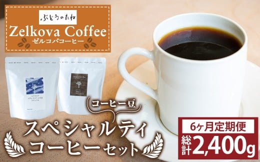 【6ヶ月定期便】Zelkova Coffee スペシャルティコーヒーセット (豆のまま) 200g×2種 コーヒー 豆 うきは市