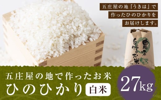 【特Aランク米】五庄屋の地で作ったお米 ひのひかり 白米 (27kg) 【2025年10月下旬より順次発送予定】 ヒノヒカリ こめ コメ ごはん ご飯 福岡県うきは市産 九州産 白米 ひのひかり 27kg