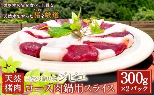 【ジビエ】天然猪肉ロース肉鍋用スライス 300g×2パック【2025年11月上旬～2026年3月下旬 出荷予定】ジビエ 肉 猪肉 BBQ ロース お肉 スライス 肉鍋用 送料無料 福岡県 うきは市