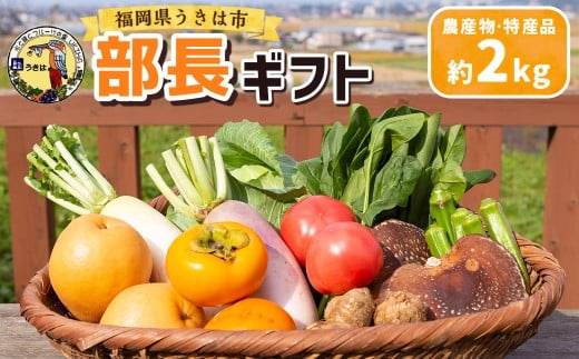 道の駅 うきは 部長ギフト （新鮮な農産物・特産品 約2kg） 野菜 ベジタブル 果物 くだもの フルーツ 農産物 特産品 特産 新鮮 フレッシュ 朝採れ 詰め合わせ 詰合せ セット ミックス お取り寄せ 福岡県 うきは市
