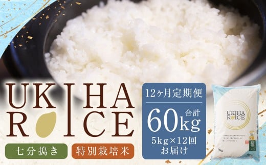 【12ヶ月定期便】みずほファーム UKIHA RICE (七分搗き5kg×12ヶ月)  【特別栽培米】【2025年11月より順次発送予定】 米 ヒノヒカリ お米 ご飯 うきは市