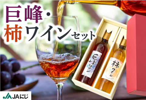 JAにじ 巨峰ワイン(500ml)・柿ワイン(500ml) 2本セット 果実酒 フルーツワイン