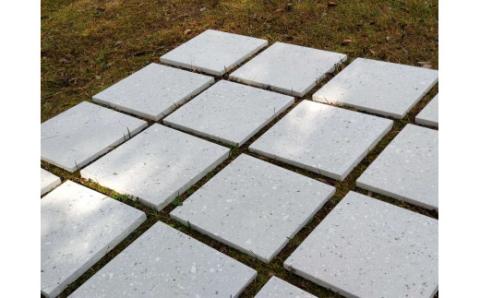 Ｍ４６４-１　 内外装壁材スラックストーン299mm×299mm ライムストーングレー調 3枚（敷石・踏石・床材・壁材・塀材）〈スラクトリー〉