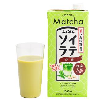 〈ふくれん〉 　国産大豆100％ 　豆乳飲料　ソイラテ抹茶　1000ml×6本　[M465P-2]　八女茶　イソフラボン　ソイ　健康　たんぱく質