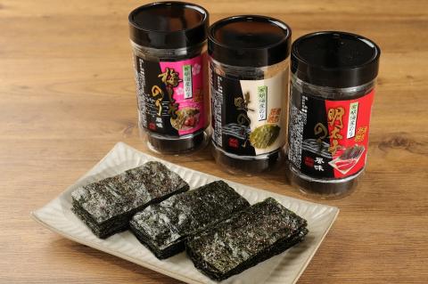 福岡有明海産 【味付海苔・梅しそ風味味付海苔・明太子風味味付海苔 3種詰合せ】 板のり4枚分(8切32枚)×6本セット [M403] のり ノリ ご飯 おつまみ おやつ おにぎり おにぎらず キンパ 手巻き 寿司 塩 国産