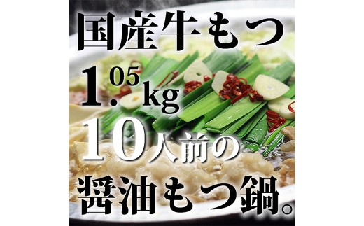 国産牛もつ 1kg オーバー 九州 醤油 もつ鍋 10人前