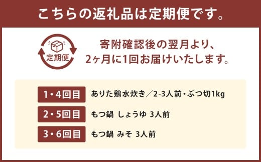 「上田商店」おすすめ定期便！【隔月定期便（計6回発送）】 もつ鍋 モツ鍋 鍋 料理 食事 隔月定期便 隔月 定期便