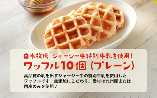 白木牧場 特別 牛乳 を使用した ワッフル ×10個（プレーンのみ）
