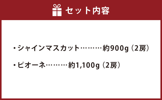 【2024年8月下旬～9月下旬発送】福岡県産シャインマスカット&ピオーネ 合計約2kg