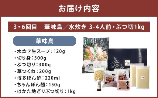 博多名物 水炊き定期便【隔月定期便（計6回発送）】 上田商店 水炊き 華味鶏 鍋 鶏鍋 料理 食事 隔月定期便 隔月 定期便